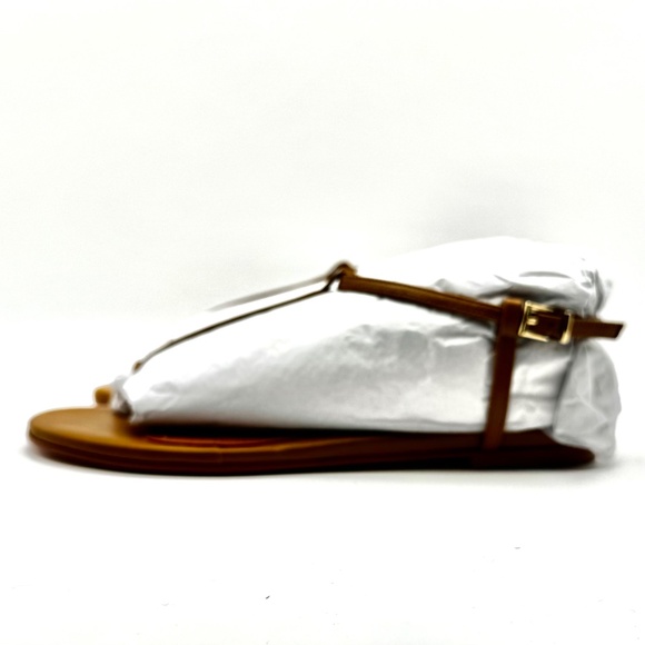 NIB BIBI LOU Anthropologie Flat Leather Toe Loop Sandals in Cedar/Tan Size 37 - Picture 5 of 12